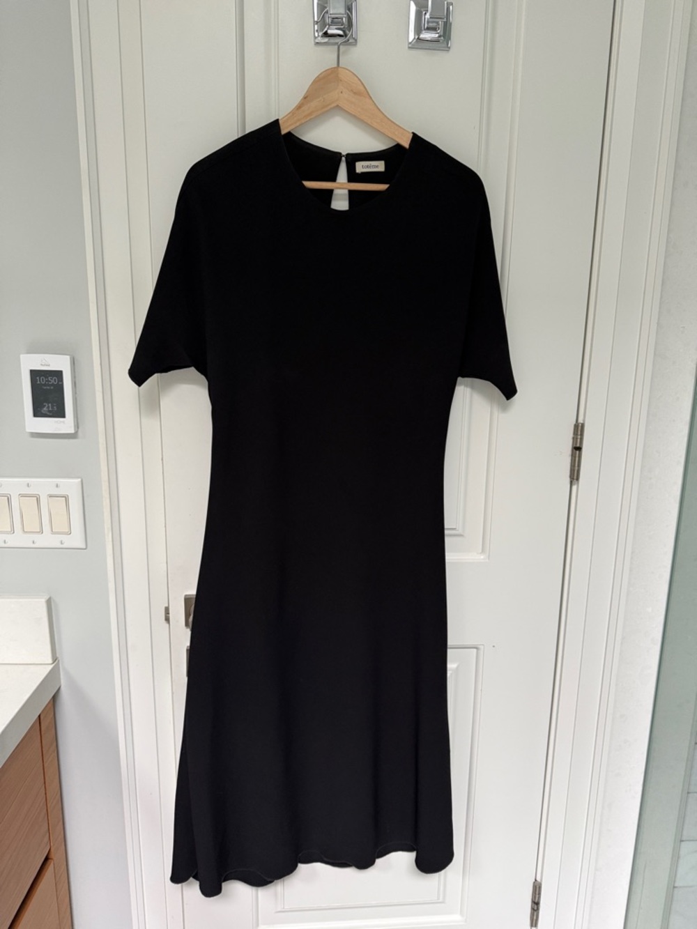 Toteme Black Midi Dress with Short Sleeves